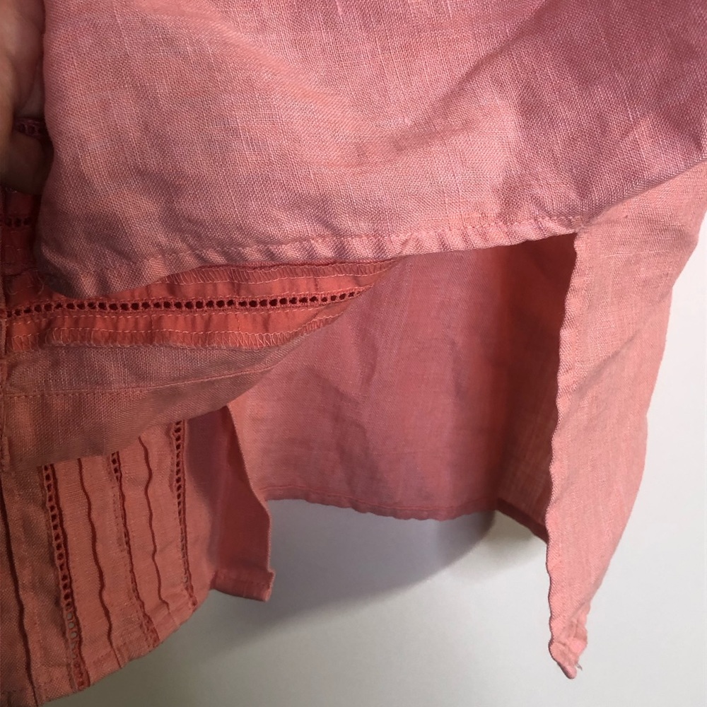 Liz Claiborne Liz Sport Pink Lagenlook 100% Linen Button Down Size Medium - Picture 9 of 9